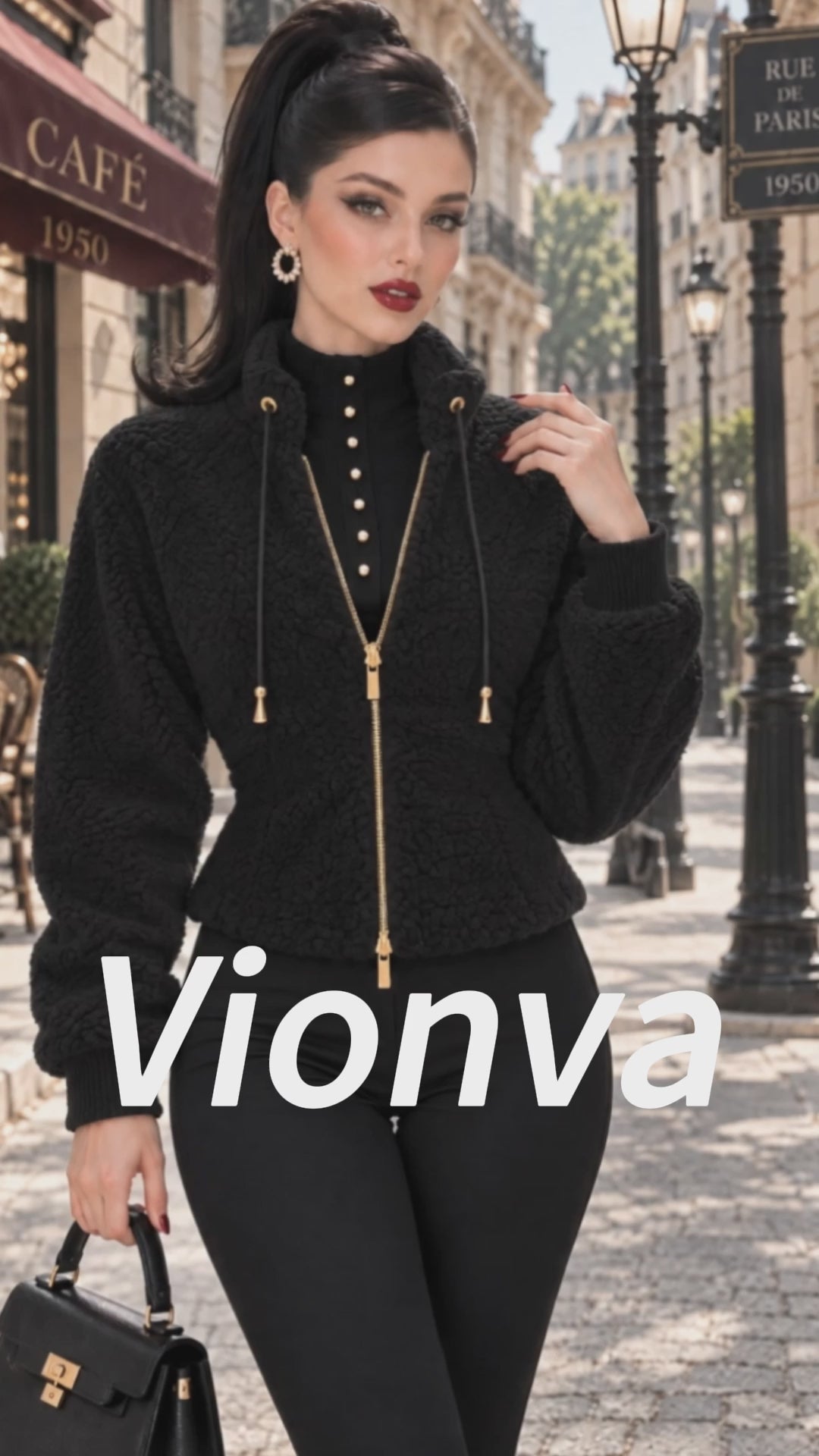 Vintage Zip Front Fleece Cropped Jacket