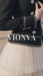 Vintage Faux Two‑Piece Pearl Trim Tweed Blazer