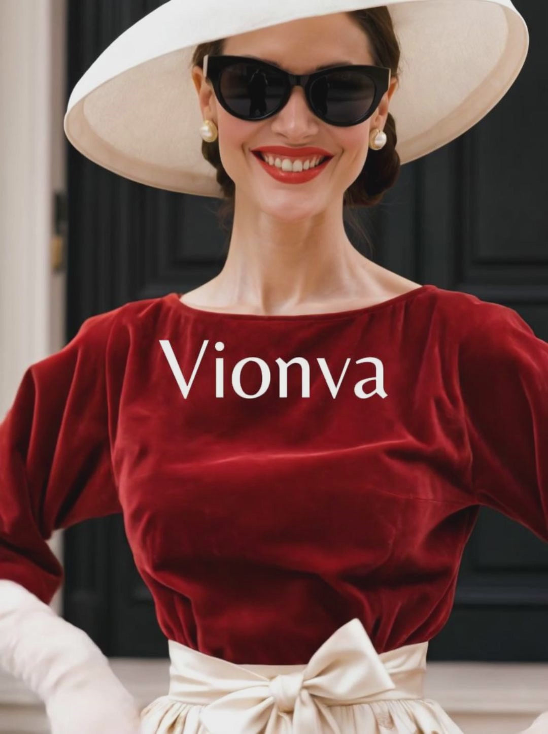 Vintage Polka Dot Velvet Panel Midi Dress