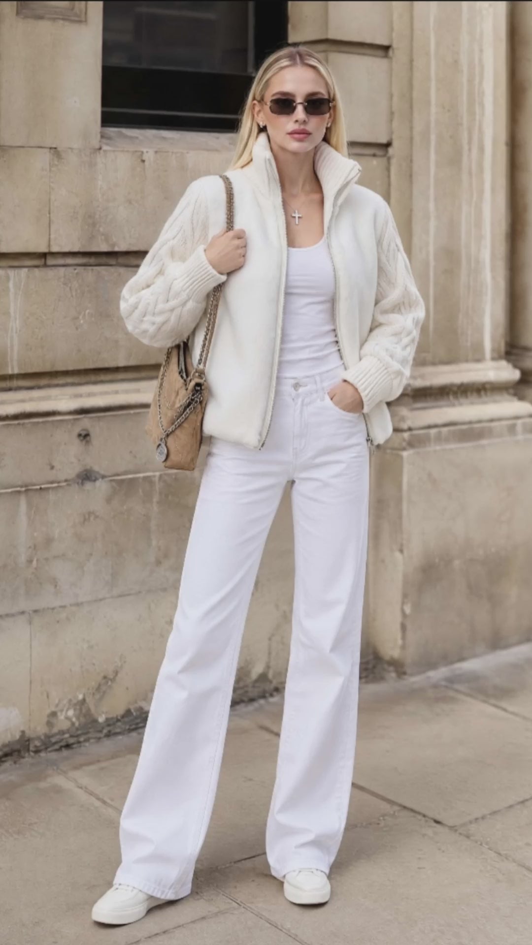 Vintage Plush Cable Knit Spliced Jacket