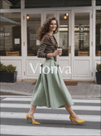 Vintage High Waist Pleated Full Swing Maxi Skirt