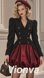 Vintage Military Style Bubble Mini Dress