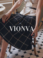 Vintage Plaid Swing Midi Skirt