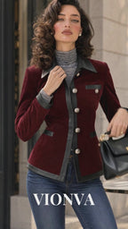 Vintage Velvet & PU Leather Spliced Jacket Coat