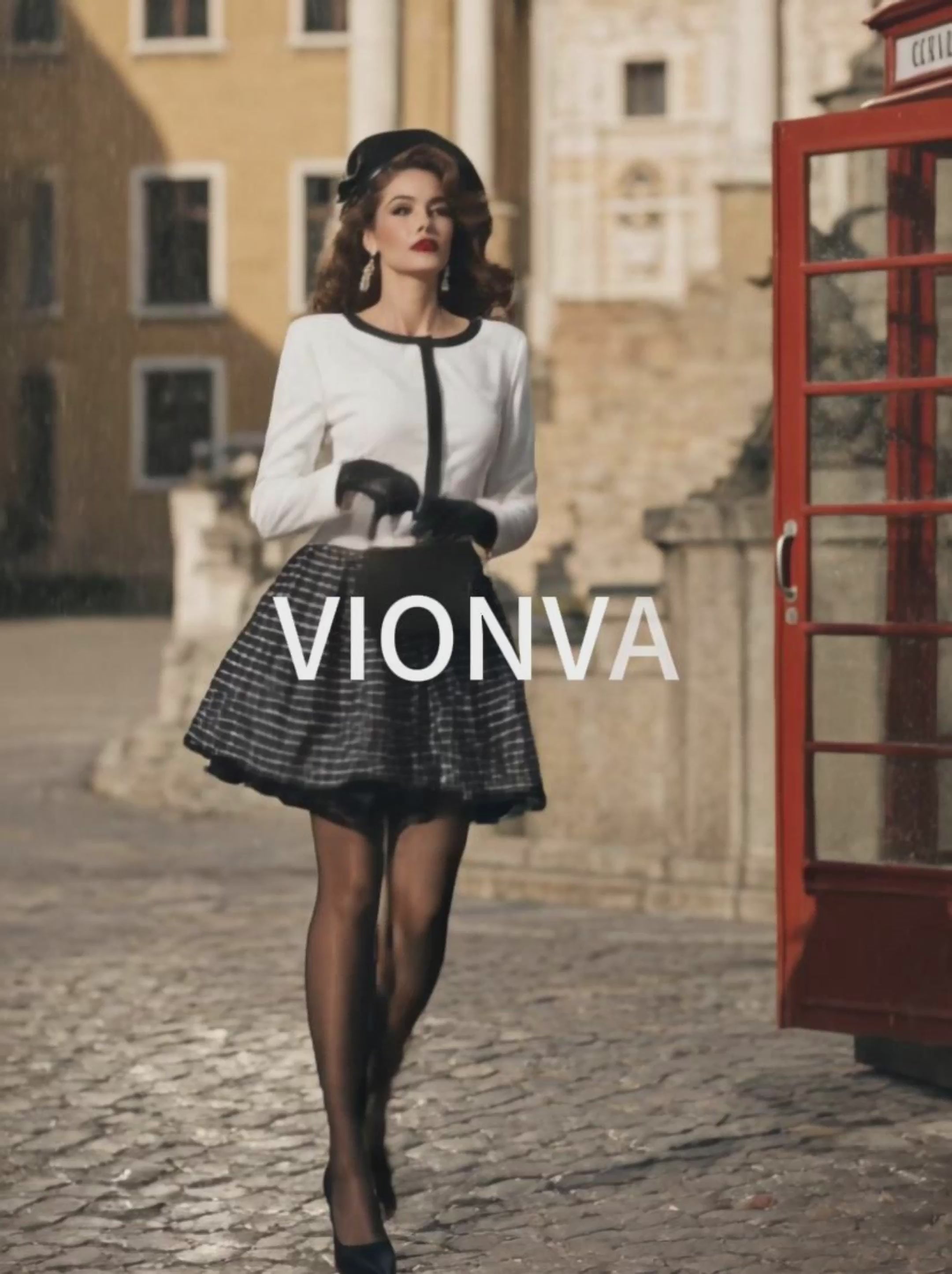 Vintage Contrast Trim White Jacket Top Gingham Mini Dress
