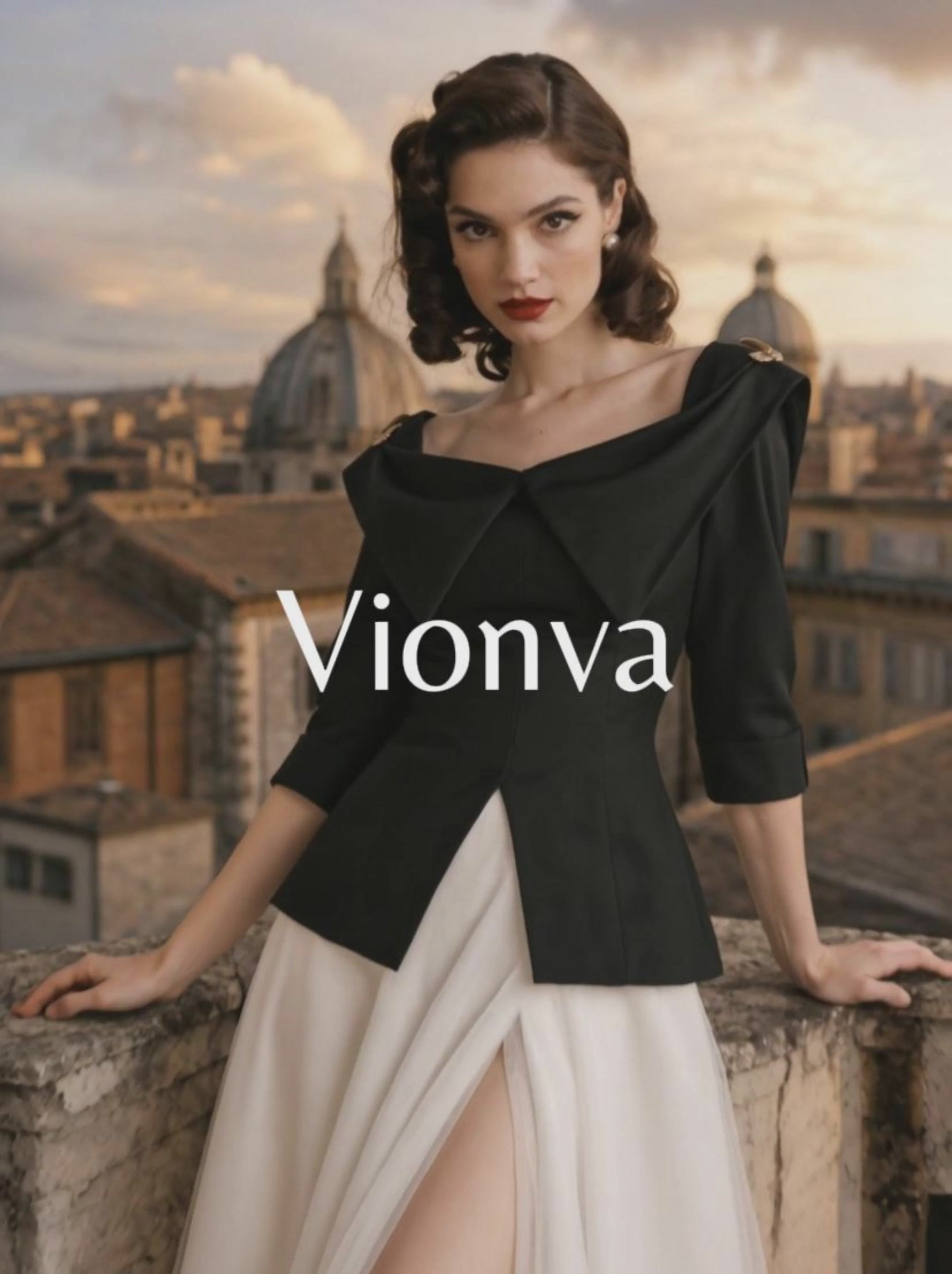 Vintage Lapel Color-block Fake Two-piece Maxi Dress