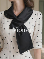 Vintage Polka Dot Unique Collar Midi Dress