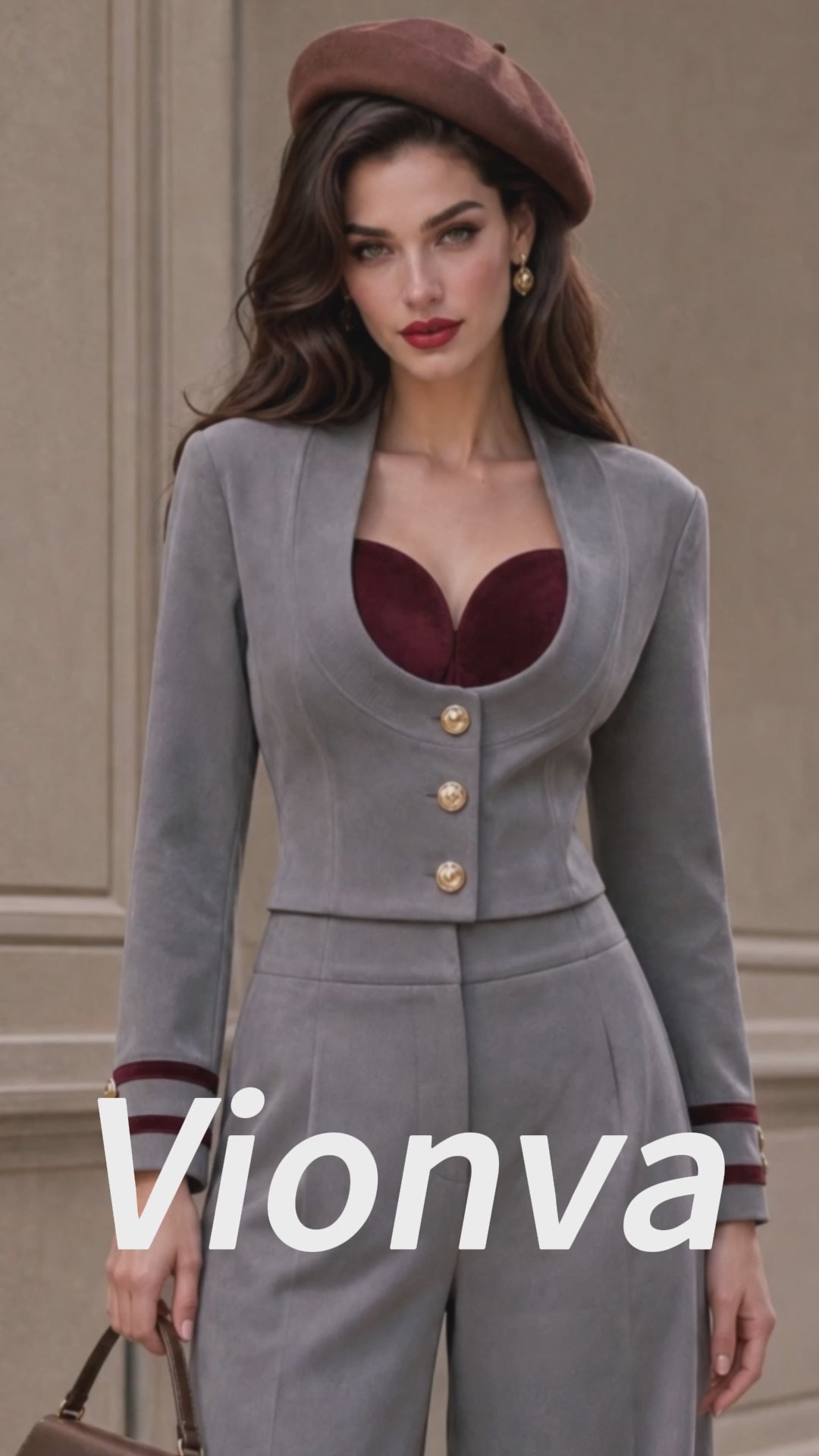 Vintage Cropped Jacket With Contrast Cuffs