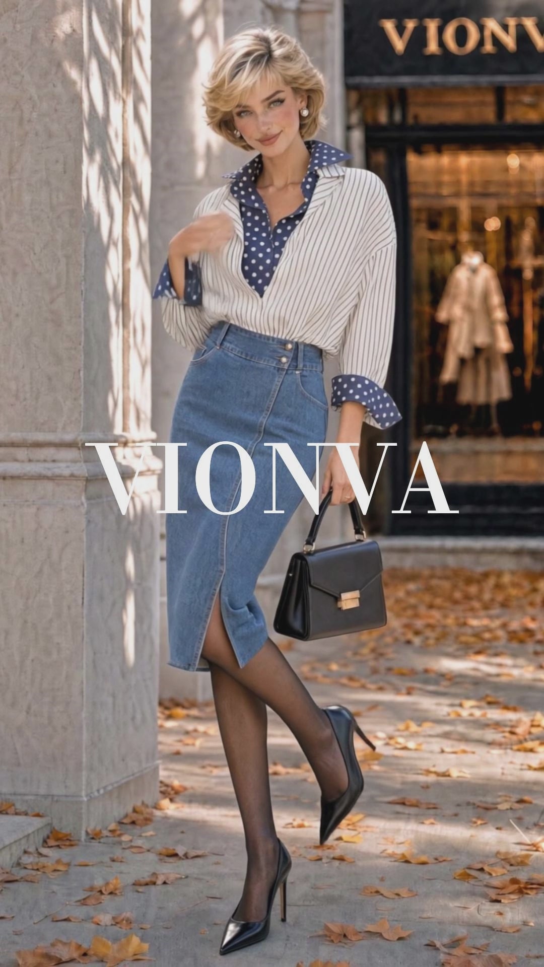 Retro Asymmetric Slit Midi Denim Skirt