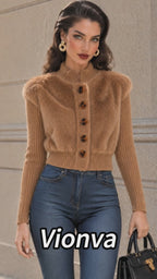 Vintage Faux Fur Ribbed Knit Jacket