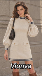 Vintage Nautical Ribbed Knit Mini Dress