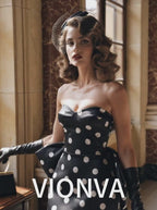 Vintage Sweetheart Neck Polka Dot Mermaid Satin Gown