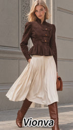 Vintage FauxSuede Peplum Button Jacket