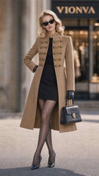 Vintage Suede Military Long Overcoat For Women