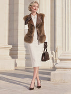 Vintage Faux Fur Leather Sleeveless Vest