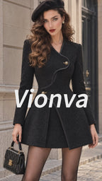 Vintage Leather-Piped Curved-Placket Mini Dress
