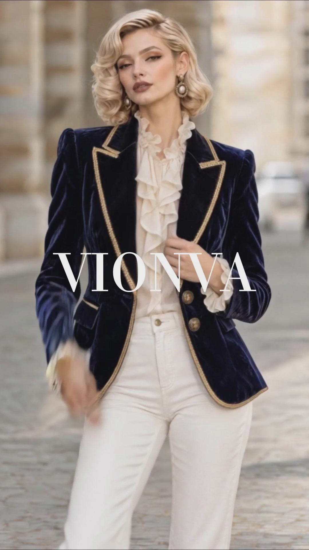 Vintage Velvet Trimmed Gold Blazer