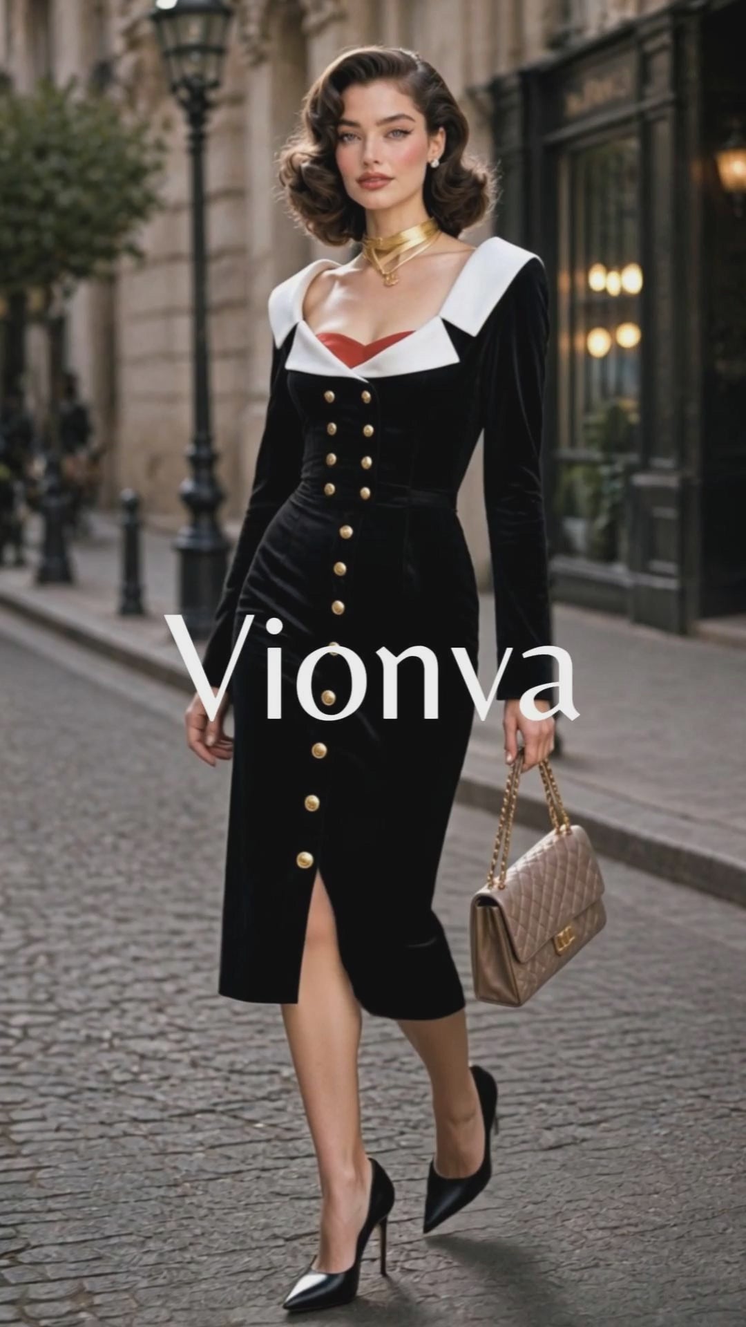 Vintage Lapel Fitted Bodycon Midi Dress