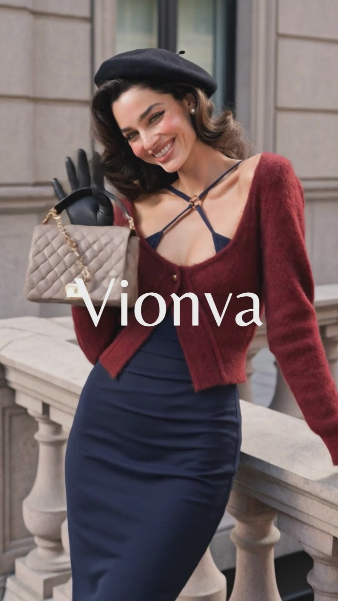 Vintage Low‑neck Mohair Cardigan Hollow‑out Camisole Dress Set
