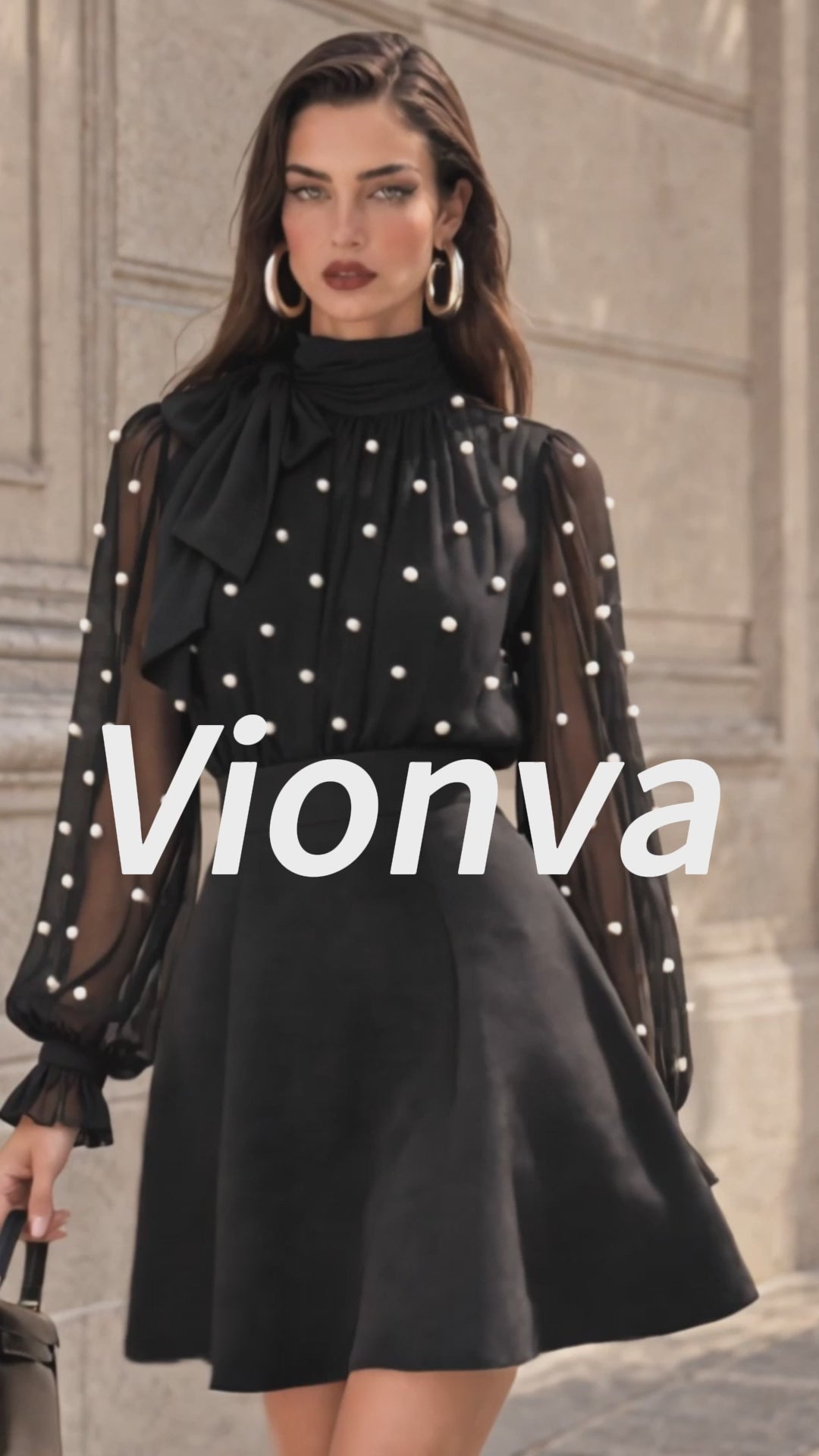 Vintage Pearl Beaded Shirt And Skirt Set