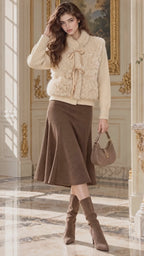 Retro Teddy Furry Tie‑Front Jacket