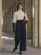 Women's High-Waisted Stitched Detail Pants