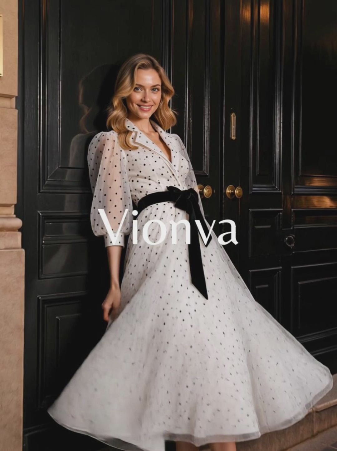 Vintage Polka Dot Print Colorblock Belted Maxi Dress