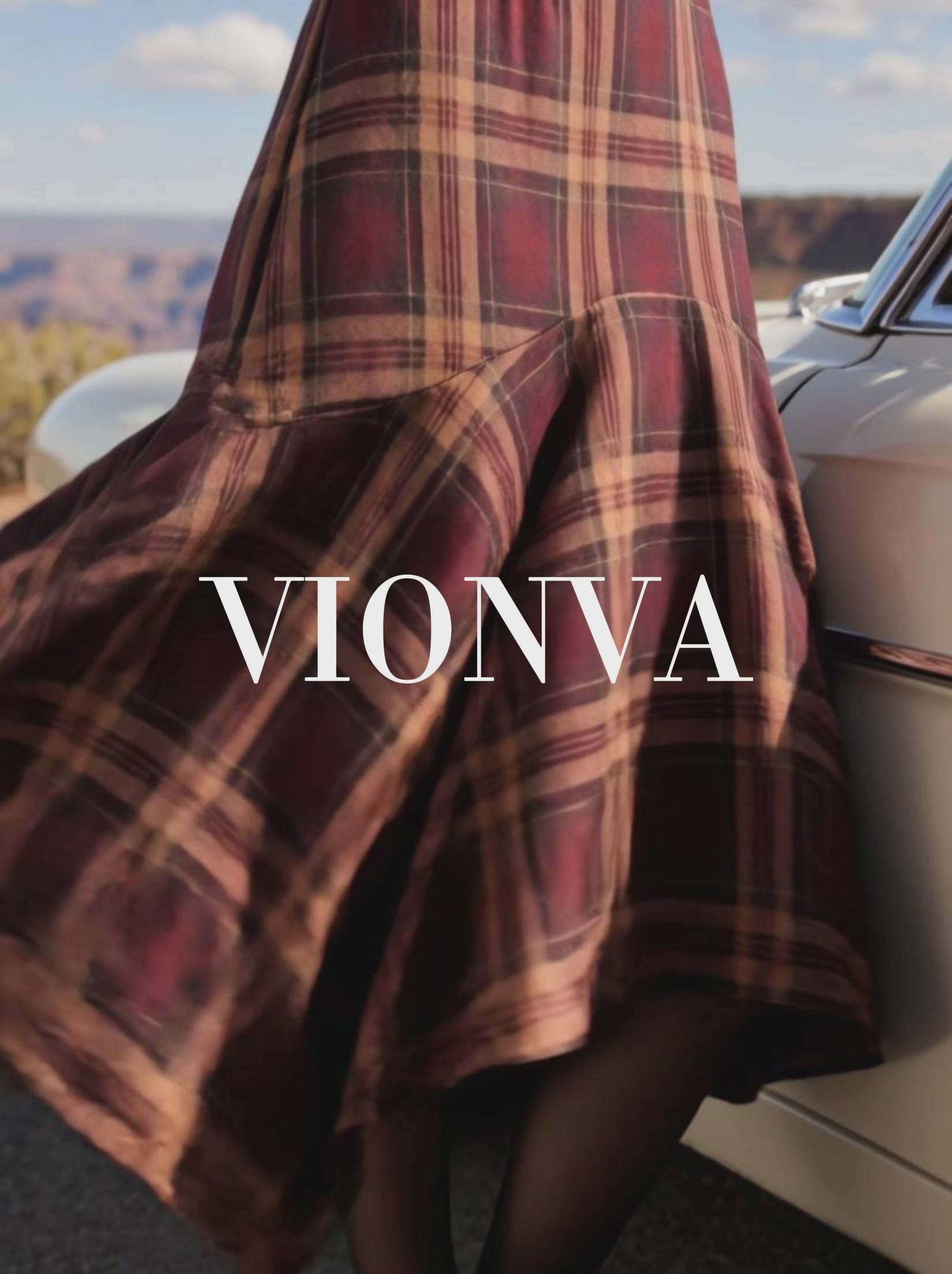 Vintage Tartan Sleeveless Irregular‑Hem Midi Dress