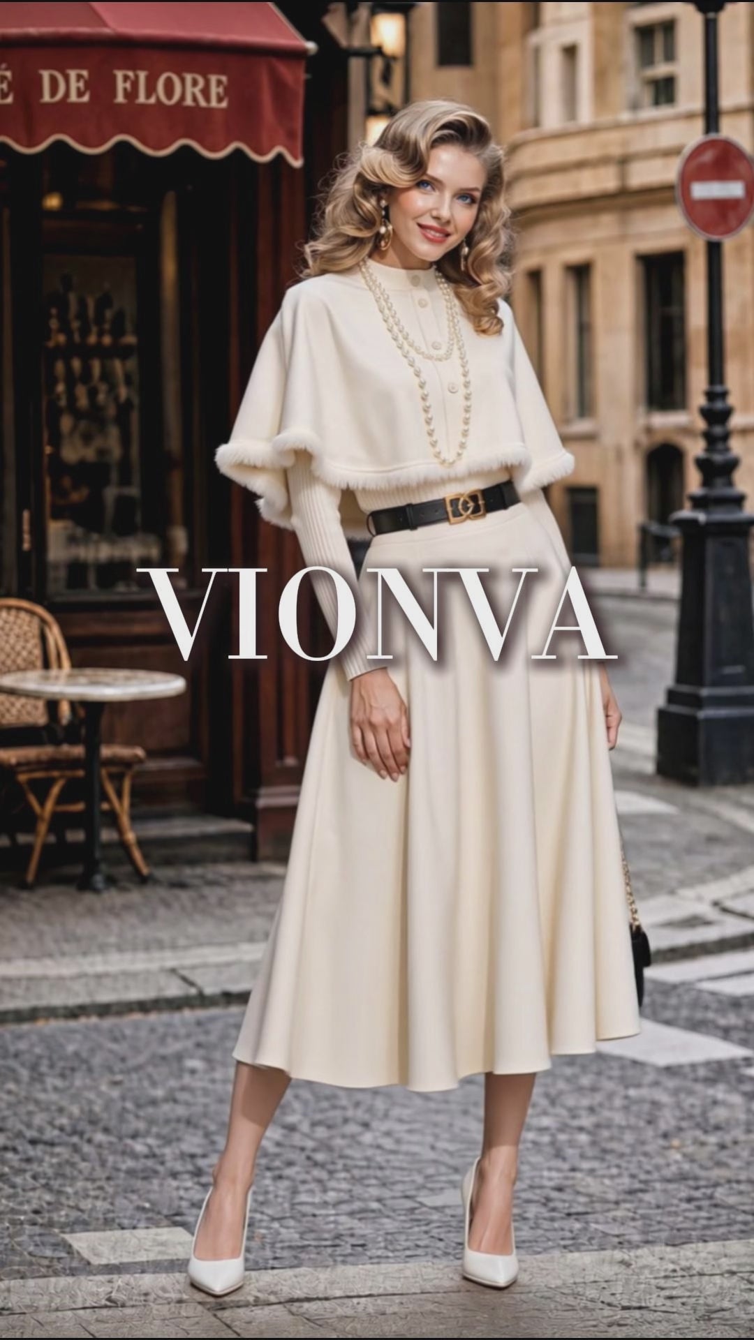 Vintage Cape Knit Midi Skirt Two‑Piece Set