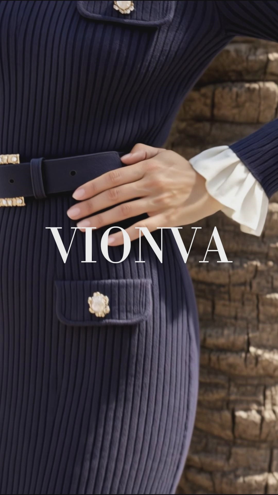 Vintage Faux Two‑Piece Knit Midi Dress