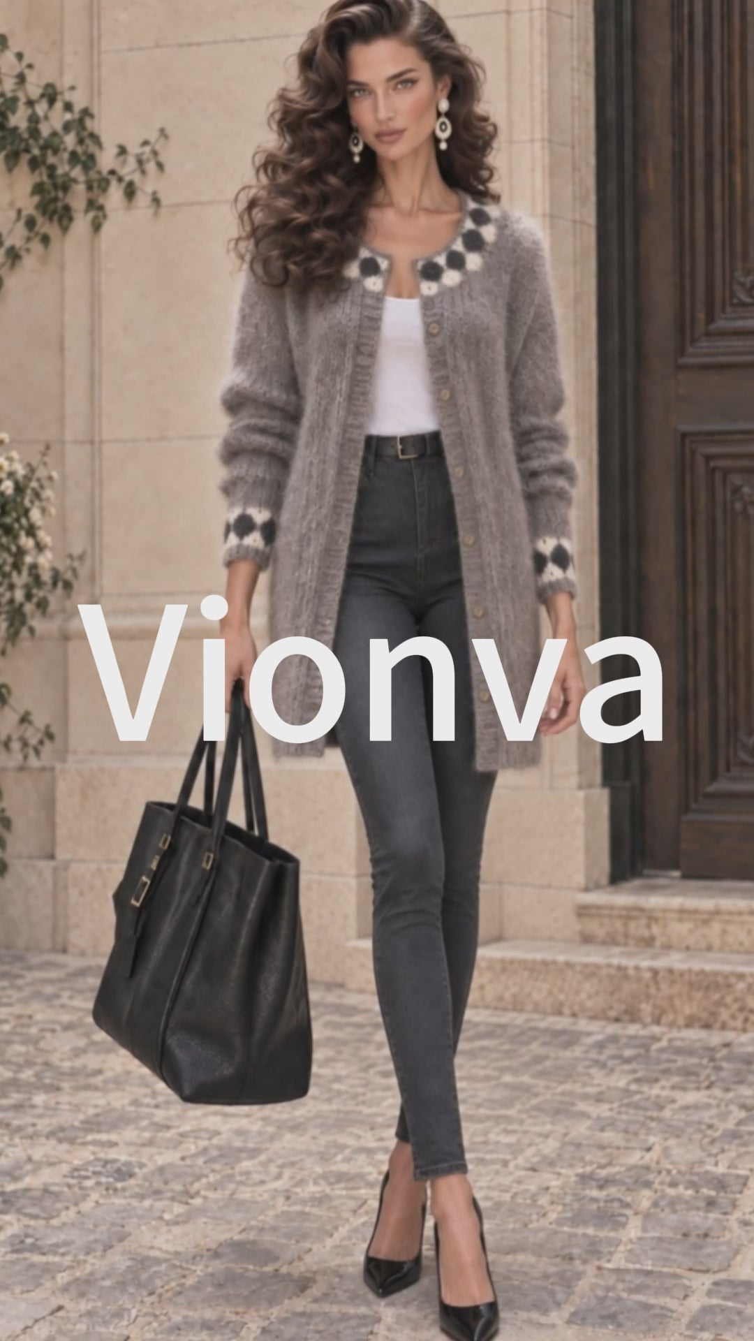 Vintage Gray Mohair Longline Knit Cardigan