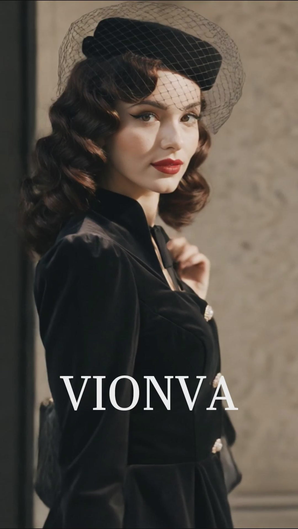 Vintage 1950s Black Velvet Peplum Top With Neck Bow & White Polka Dot Pencil Midi Skirt Co‑Ord Set