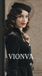 Vintage 1950s Black Velvet Peplum Top With Neck Bow & White Polka Dot Pencil Midi Skirt Co‑Ord Set