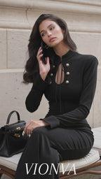 Vintage Black Stand Collar Tie Cutout Mermaid Maxi Dress