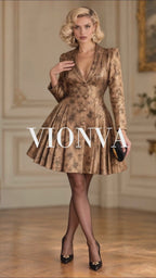 Vintage Gold Floral Mini Blazer Dress