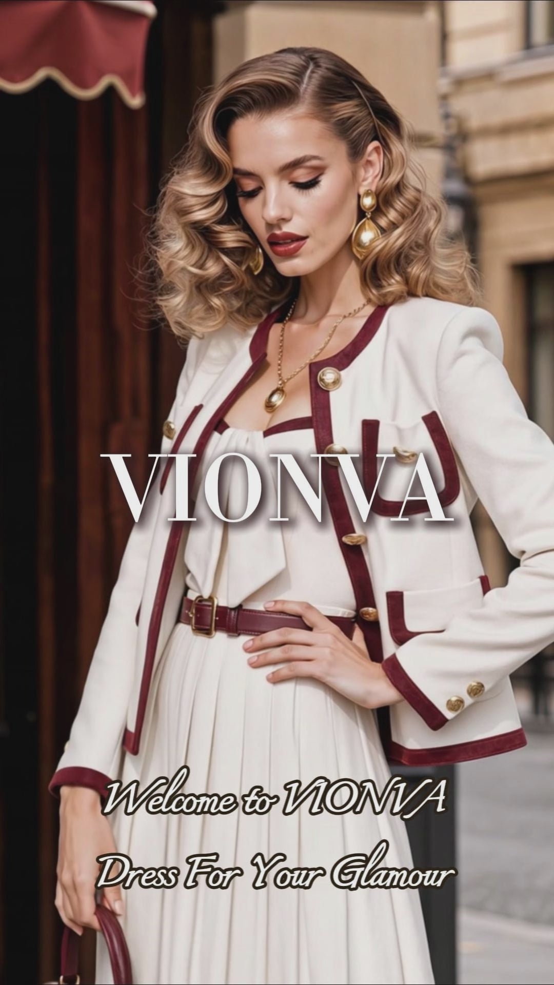 Vintage Burgundy Trim Tweed Blazer