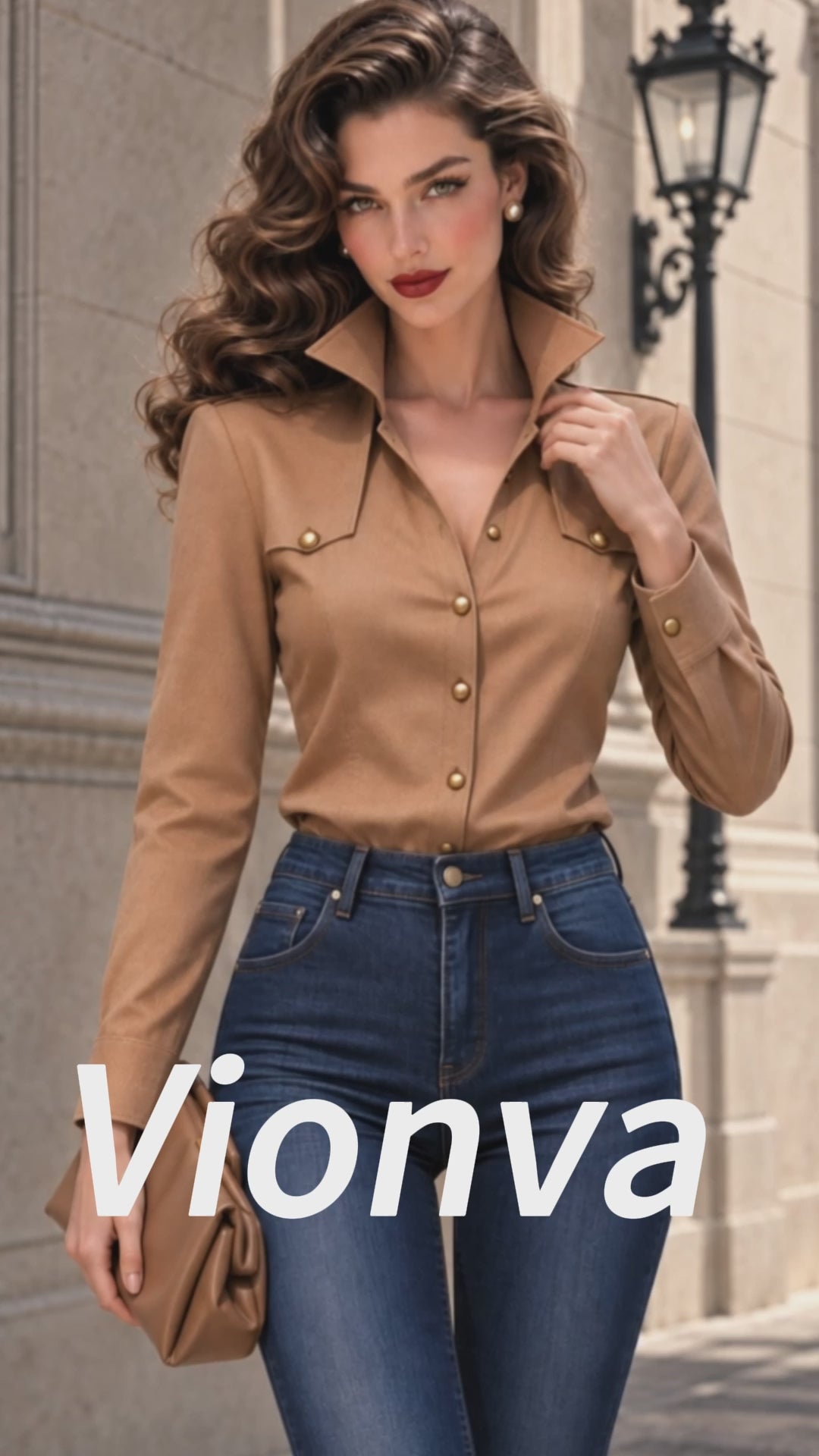 Vintage Gold Button Faux Suede Shirt