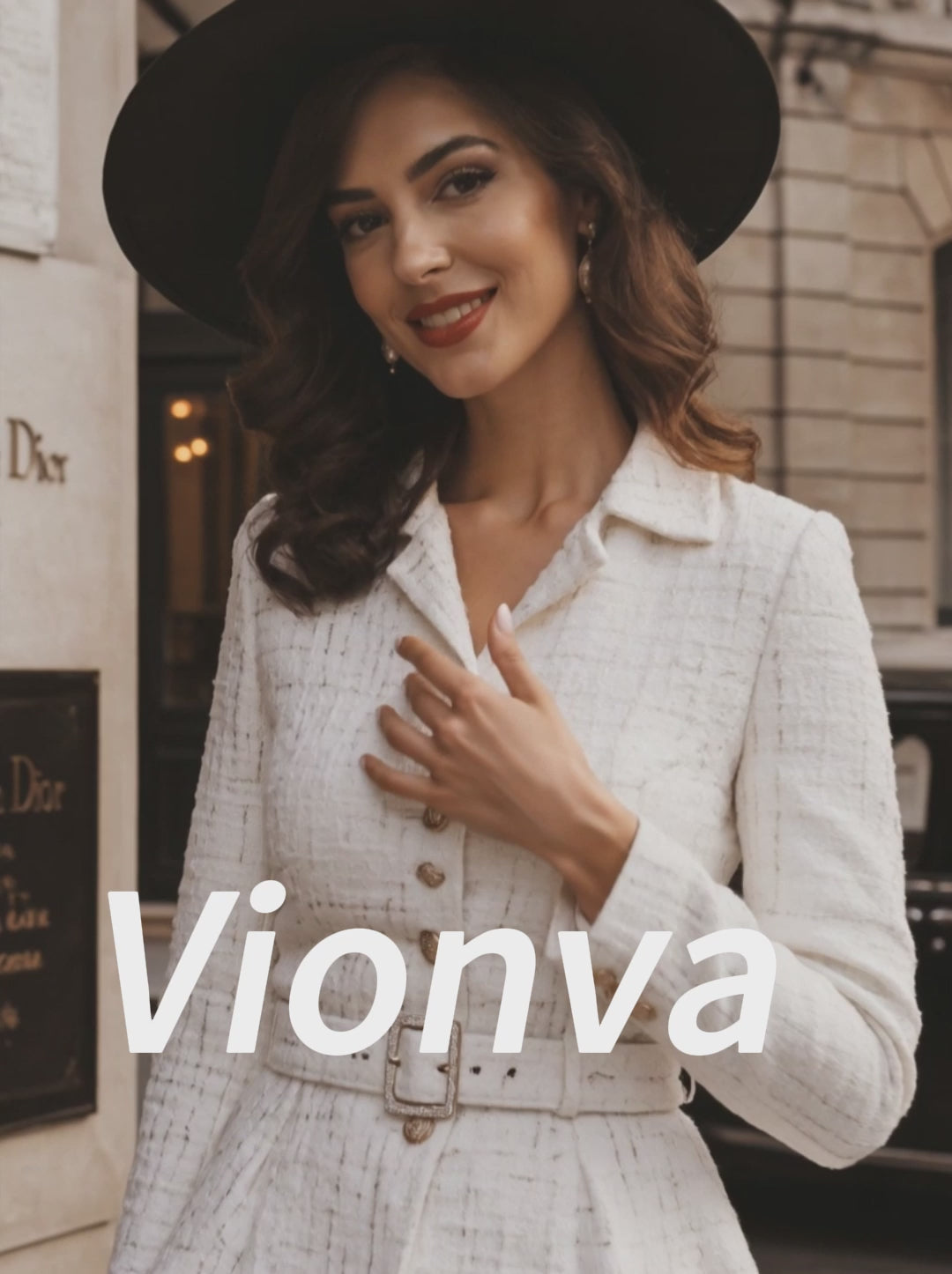 Vintage Ivory Tweed Peplum Jacket & Skirt Set