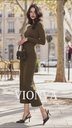Vintage Slim Fit Elegant Off Shoulder Waist Cinched Midi Dress