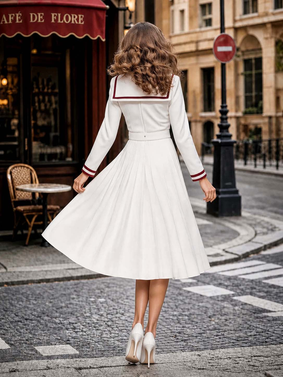 Classic Vintage Pleated Midi Dress With Belt